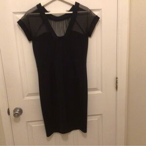 Enfocus Studio Black Mesh Mini Dress